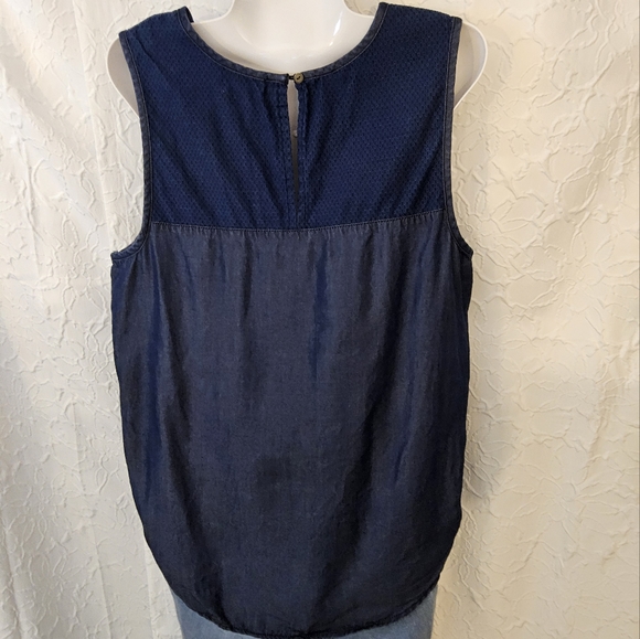 UNPUBLISHED Dark Chambray Sleeveles Tank with Textured Detail - Picture 3 of 5
